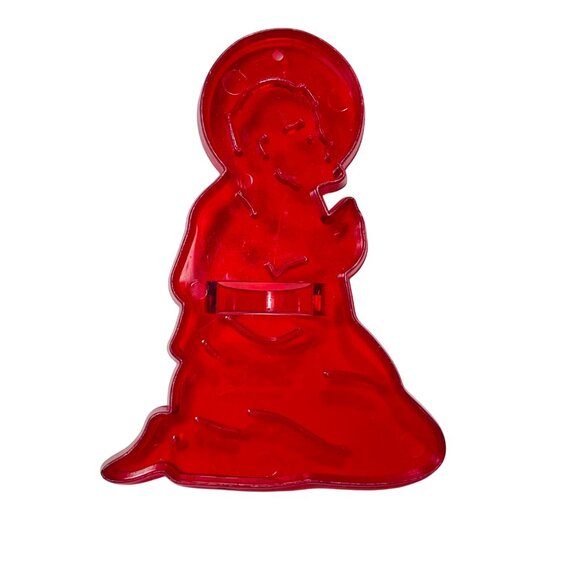 Vintage Red Plastic Nativity Scene Joseph Cookie Cutter By HRM Made In USA - Picture 4 of 5